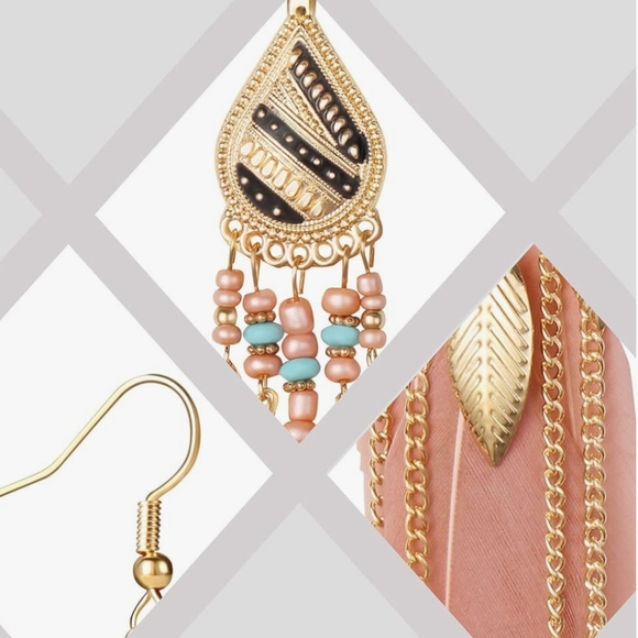 5 FOR $25 Boho Chic Statement Feather Earrings NWT - Picture 3 of 3